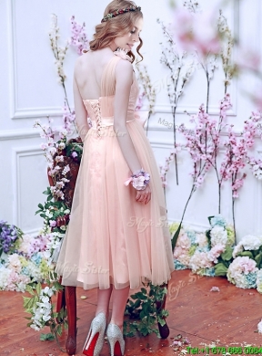 Luxurious One Shoulder Prom Dress with Bowknot and Hand Made Flowers