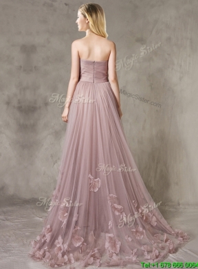 Classical Strapless Brush Train Prom Dress with Appliques