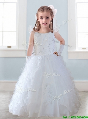 Discount Organza Straps Little Girls Pageant Dress with Sequins and Ruffles