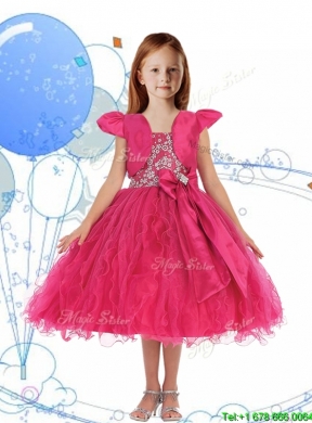 2016 Modest Spaghetti Straps Little Girl Pageant Dress with Beading and Ruffles