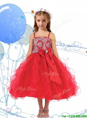 2016 Modest Spaghetti Straps Little Girl Pageant Dress with Beading and Ruffles