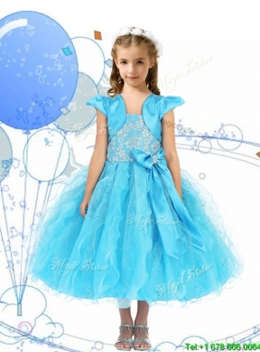 2016 Modest Spaghetti Straps Little Girl Pageant Dress with Beading and Ruffles