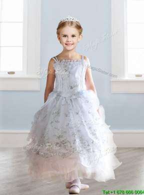 Luxurious Spaghetti Straps Little Girl Pageant Dress with Lace and Ruffled Layers