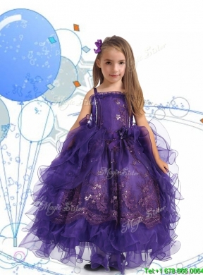 Luxurious Spaghetti Straps Little Girl Pageant Dress with Lace and Ruffled Layers