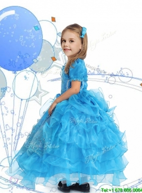 Luxurious Spaghetti Straps Little Girl Pageant Dress with Lace and Ruffled Layers