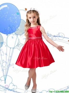 New Style Beaded Scoop Little Girl Pageant Dress in Knee Length