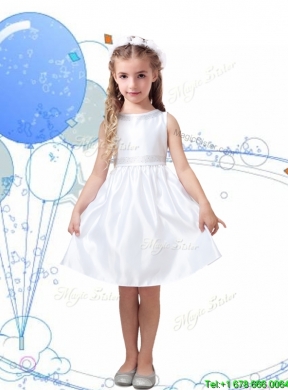 New Style Beaded Scoop Little Girl Pageant Dress in Knee Length