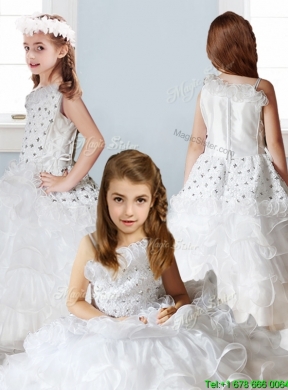 Fashionable Asymmetrical Neckline Mini Quinceanera Dress with Beading and Ruffles