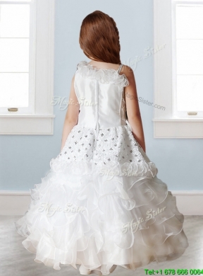 Fashionable Asymmetrical Neckline Mini Quinceanera Dress with Beading and Ruffles