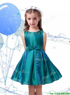 Romantic Scoop Organza Flower Girl Dress with Beading and Bowknot
