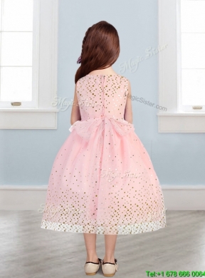 Beautiful Scoop Mini Quinceanera Dress with Hand Made Flowers and Sequins