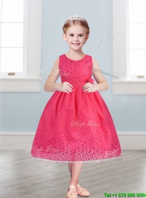 Beautiful Scoop Mini Quinceanera Dress with Hand Made Flowers and Sequins