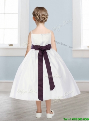 Fashionable Spaghetti Straps Mini Quinceanera Dress with Hand Made Flowers and Sashes