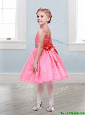 Popular Straps Tulle Mini Quinceanera Dress with Bowknot and Beading