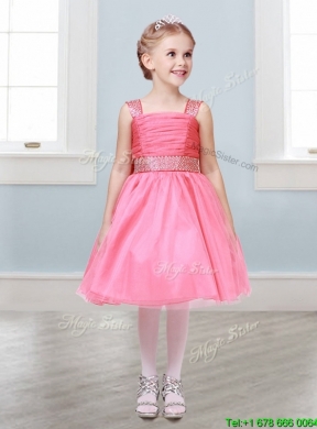 Popular Straps Tulle Mini Quinceanera Dress with Bowknot and Beading