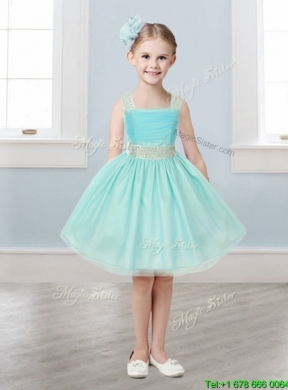 Popular Straps Tulle Mini Quinceanera Dress with Bowknot and Beading