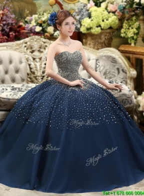 New Arrivals Beaded Bodice Quinceanera Dress in Navy Blue