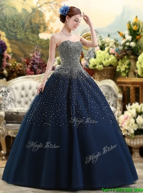 New Arrivals Beaded Bodice Quinceanera Dress in Navy Blue