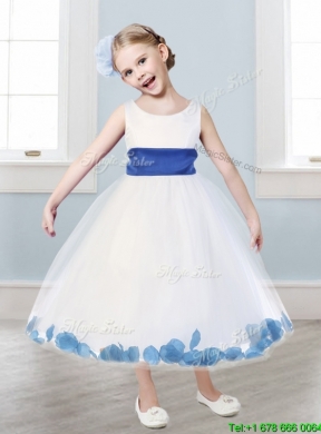 New Scoop Tulle Mini Quinceanera Dress with Sashes and Appliques