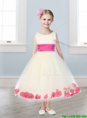 New Scoop Tulle Mini Quinceanera Dress with Sashes and Appliques