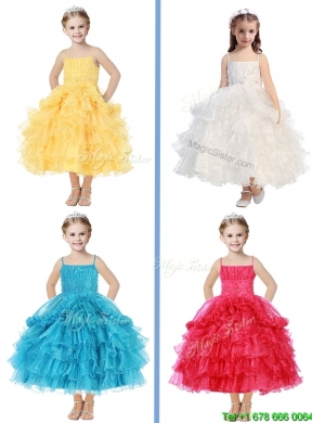 Romantic Spaghetti Straps Mini Quinceanera Dress with Beading and Ruffled Layers