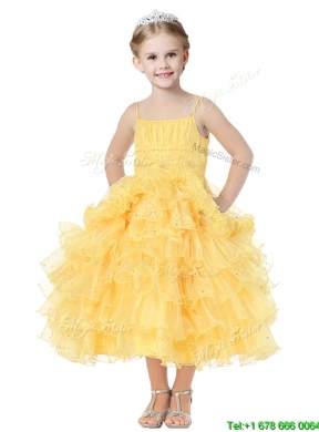 Romantic Spaghetti Straps Mini Quinceanera Dress with Beading and Ruffled Layers