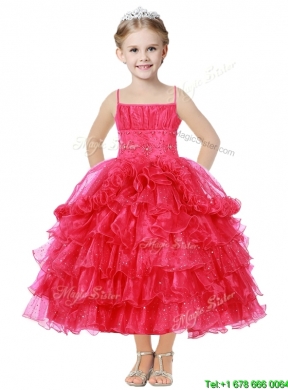 Romantic Spaghetti Straps Mini Quinceanera Dress with Beading and Ruffled Layers