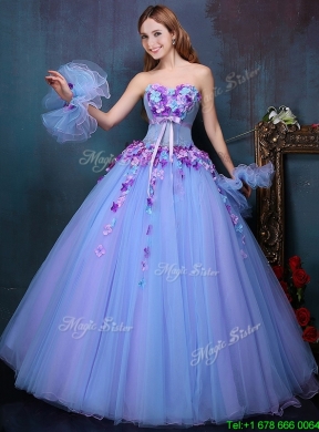 Fashionable A Line Multi Color Quinceanera Dress with Appliques and Bowknot