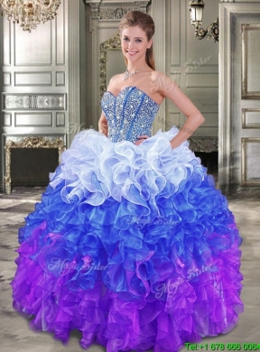 Gorgeous Gradient Color Quinceanera Dress with Beading and Ruffles