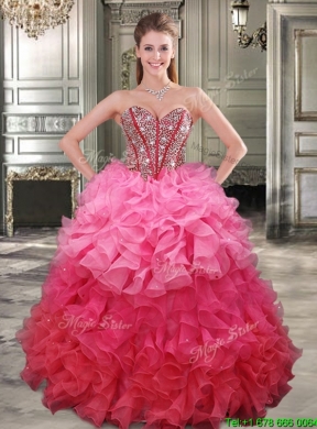 Gorgeous Gradient Color Quinceanera Dress with Beading and Ruffles