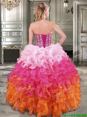 Gorgeous Gradient Color Quinceanera Dress with Beading and Ruffles