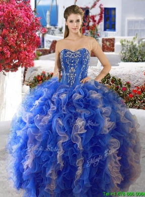 Lovely Red and White Quinceanera Dress with Beading and Ruffles