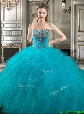 New Arrivals Big Puffy Beaded and Ruffled Quinceanera Dress in Royal Blue