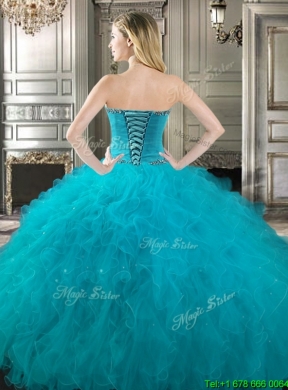 New Arrivals Big Puffy Beaded and Ruffled Quinceanera Dress in Royal Blue