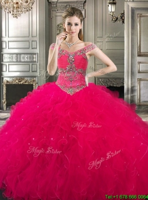 New Style Off the Shoulder Wine Red Quinceanera Dress with Beading and Ruffles