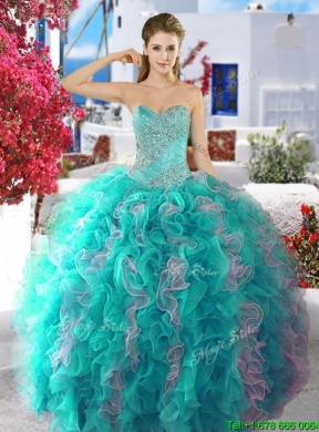 Perfect Fuchsia and White Quinceanera Dress with Beading and Ruffles