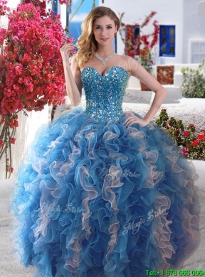 2016 Perfect Visible Boning Beaded and Ruffled Quinceanera Gown in Organza