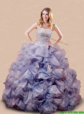 Popular Beaded and Bubble Big Puffy Lavender Sweet 16 Dress