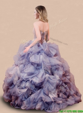 Popular Beaded and Bubble Big Puffy Lavender Sweet 16 Dress