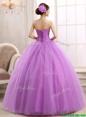 Pretty Lilac Really Puffy Tulle Sweet 16 Dress with Beading