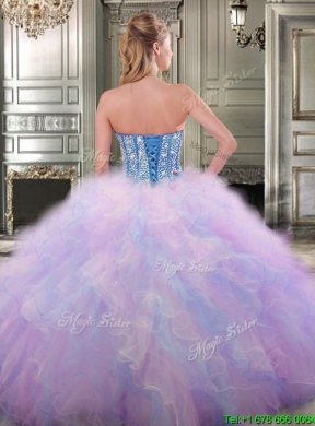 Gorgeous Beaded and Ruffled Tulle Quinceanera Dress in Multi Color