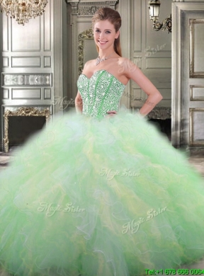 Gorgeous Beaded and Ruffled Tulle Quinceanera Dress in Multi Color