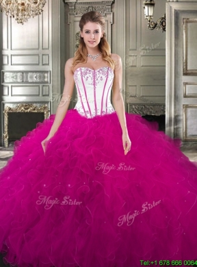 Pretty Big Puffy Tulle Sweet 16 Gown with Beading and Ruffles