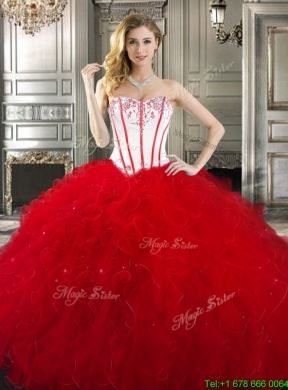 Pretty Big Puffy Tulle Sweet 16 Gown with Beading and Ruffles