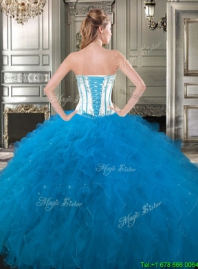 Pretty Big Puffy Tulle Sweet 16 Gown with Beading and Ruffles