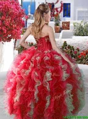 Pretty Really Puffy Applique and Ruffled Sweet 16 Dress in Organza