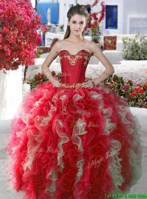 Pretty Really Puffy Applique and Ruffled Sweet 16 Dress in Organza