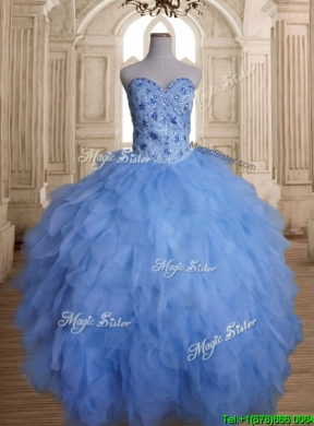 Gorgeous Tulle Beaded and Ruffled Sweet 16 Dress with Puffy Skirt