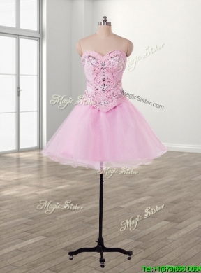 Lovely Baby Pink Detachable Quinceanera Dress with Beading and Ruffles