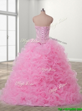 Lovely Baby Pink Detachable Quinceanera Dress with Beading and Ruffles